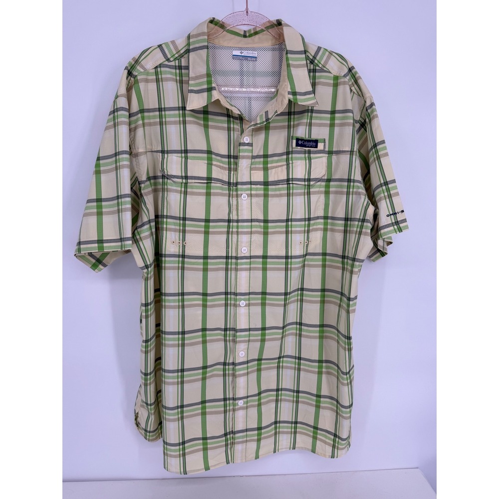 Columbia Men's Green Plaid Short Sleeve Button Up Shirt Size XXL Outdoor Casual‎